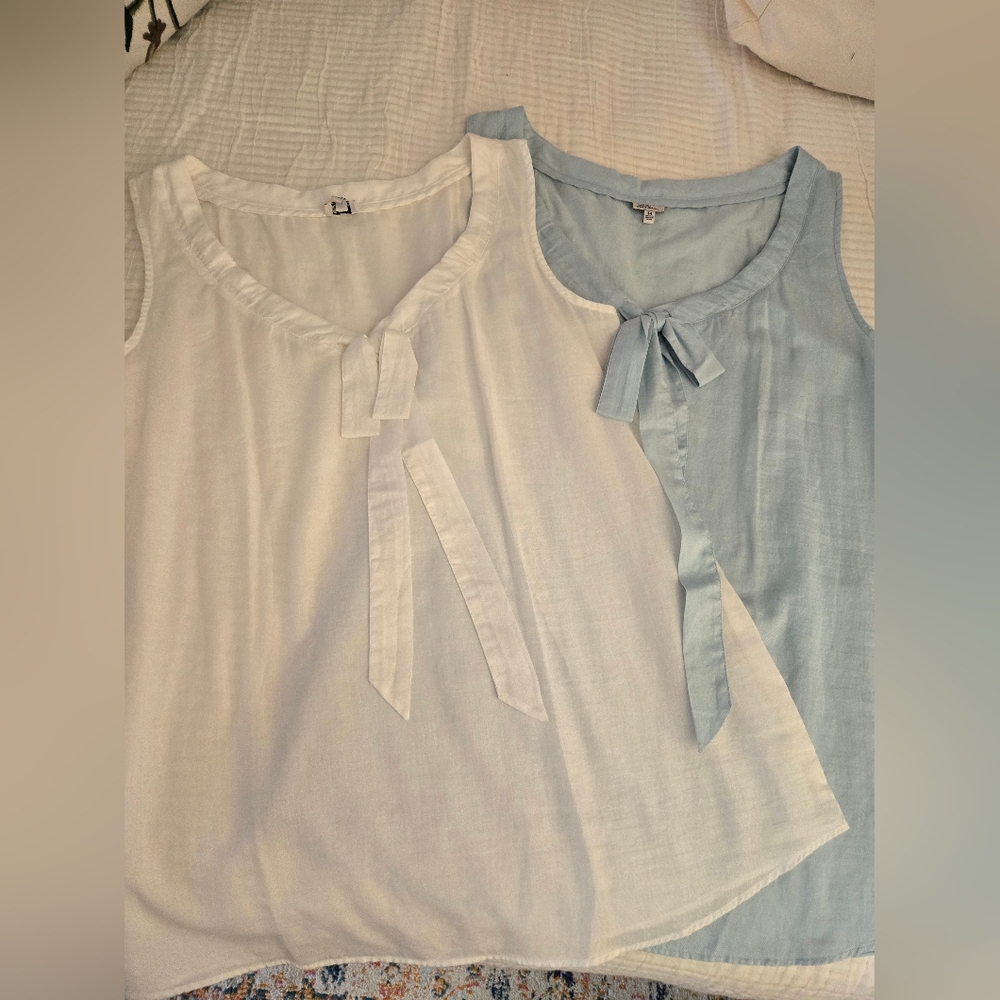 2 L.L. Bean Sleeveless Tops with Front Tie, 14